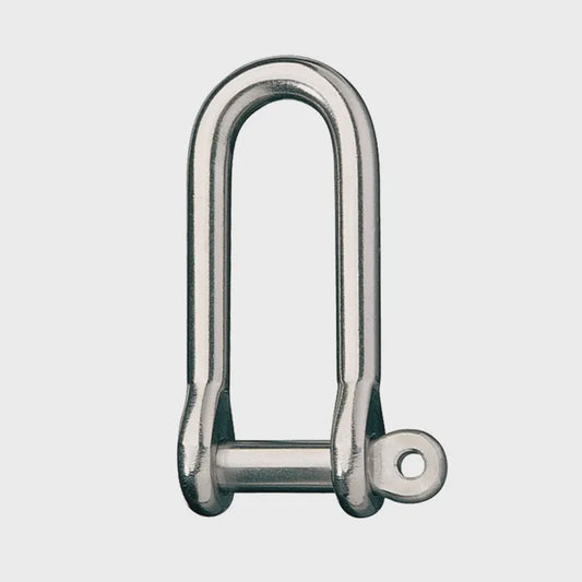 Stainless Steel Long D Shackle, 5/16" Pin, Coined Head with Hole