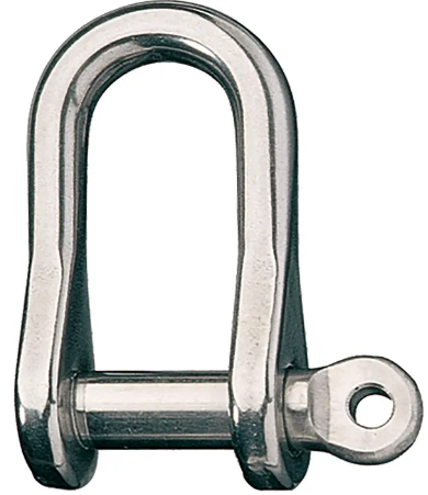 Stainless Steel Long D Shacke, 1/4" Pin, Coined Head
