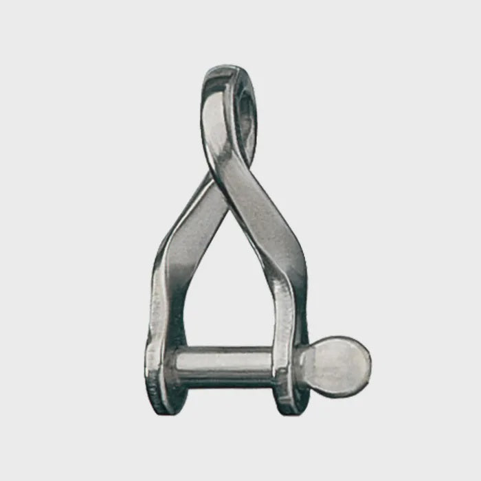 Stainless Steel Twisted D Shackle, 1/4" Pin, Coined Head